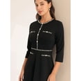 thumbnail image 4 of DARING DIVA A-Line Contrast Color Tweed Trim Dress L Black, 4 of 6