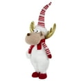 thumbnail image 3 of Northlight Standing Plush Moose Christmas Figure with Glitter Antlers - 25" - White and Red, 3 of 5