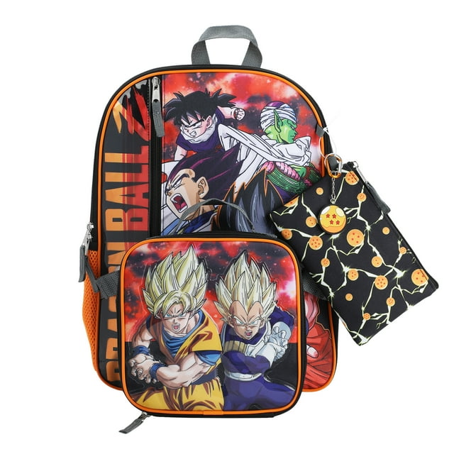 Dragon Ball Z Characters Collage Kids 16" Backpack and Lunch Bag 5 Piece Set