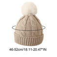 thumbnail image 2 of Winter Beanie Hat, Boys Girls Warm Fleece Lined Knitted Soft Ski Cuff Cap Beanie Hats with Pom Pom 0-4 Years under $10, 2 of 3
