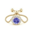 thumbnail image 2 of Angara Natural 0.5 Ct. Tanzanite with Diamond Halo Ring in 14K Yellow Gold for Women (Ring Size: 11.5), 2 of 9