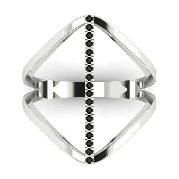 Statement Engagement Ring for Women - 0.09ct Natural Onyx in 18K White Gold Promise Ring