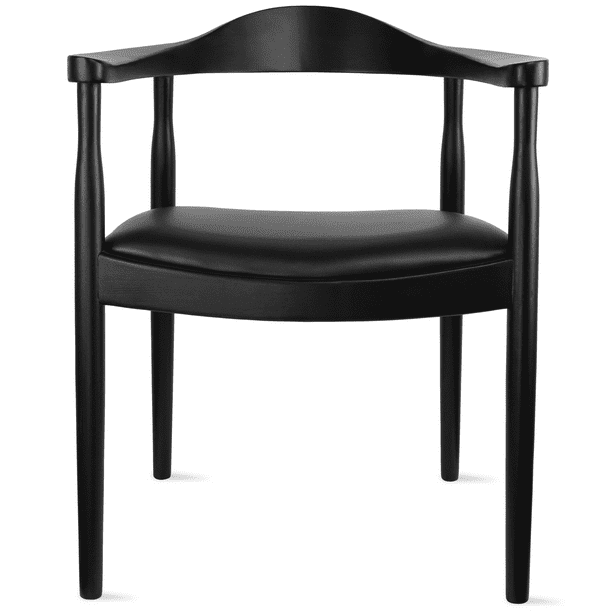 Homelala Black Mid Century Modern Solid Real Oak Wood PU Leather Cushion Seat Kennedy Accent