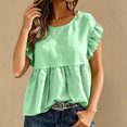 thumbnail image 5 of Sheghy Summer Tops for Women 100%Cotton Women's Casual Spring Summer Solid Crew Neck Short Sleeve T-Shirt Top, 5 of 9