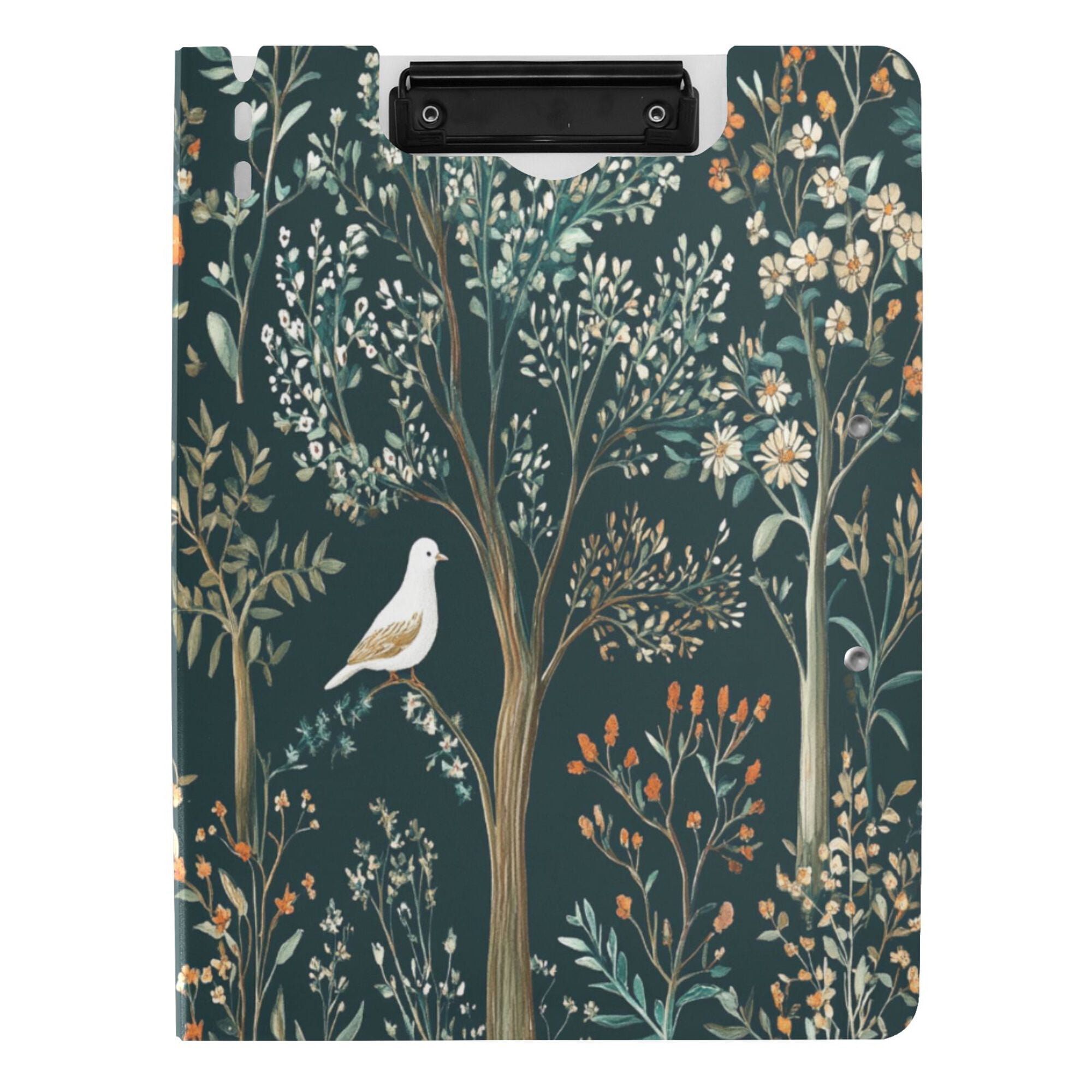 FORMRS A4 Clipboard Folder with Pen Holder Horizontal Foldable School Office Binder, Floral Forest Scene