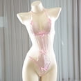 thumbnail image 4 of Women One Piece Lingerie Deep V Lace Bodysuit Babydoll Teddy Underwear, 4 of 5