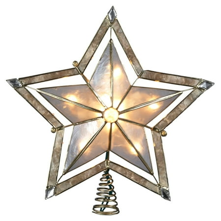 Kurt Adler 10 in. 5-Point Large Star with Smoke Capiz Tree Topper