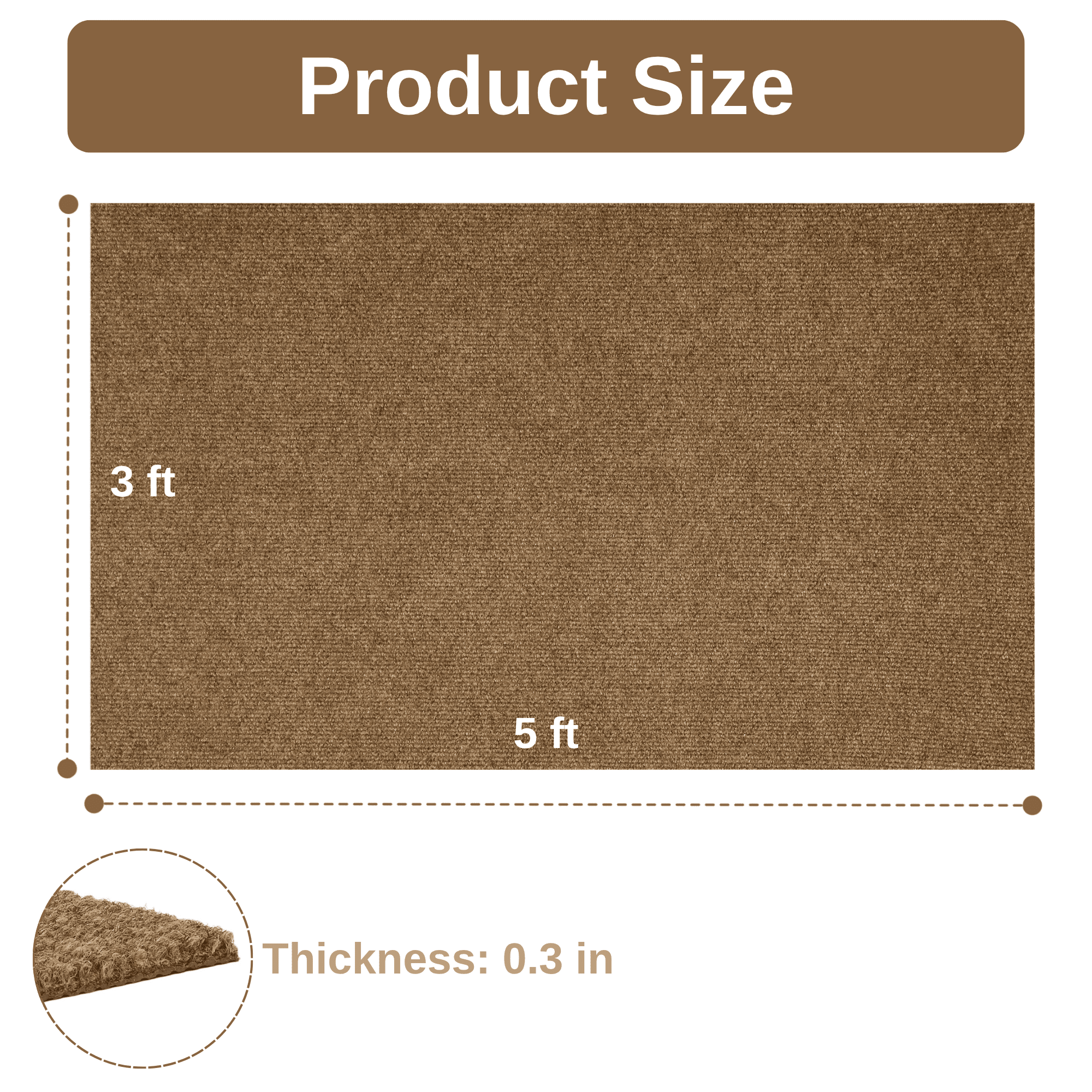 OVYEOFR 3' x 5' Outdoor Mat, Non Slip Large Doormat Entry Rug, Indoor Front Door Mats for Entrance, Brown