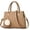 Khaki, variant on Womens Leather Handbags Purses Top-handle Totes Satchel Shoulder Bag for Ladies with Pompon