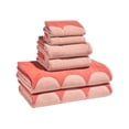 thumbnail image 2 of Beautiful by Drew Barrymore 6-Piece Scallop Bath Towel Set, Soft 100% Cotton, Rose, 2 of 4