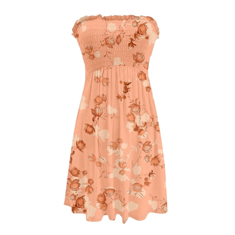 knee length dresses for ladies Cream orange purple short puff sleeves short dress – Avec Moi Decor main image 0