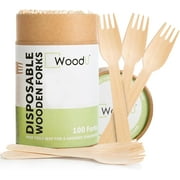 Eco-Friendly Disposable Wooden Forks - 100% All-Natural Birch Wood Utensils | Compostable & Biodegradable - Pack of 100 | Sustainable Dining Choice