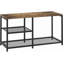 Rustic Wood Bench with 3-Tier Shoe Rack for Small Spaces - Free Standing Shoe Storage Shelf with Boot Organizer