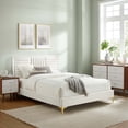 thumbnail image 2 of Platform Bed Frame, Tufted, Twin, White, Velvet, Mid Century Bedroom, Modern Boutique HB35563, 2 of 8