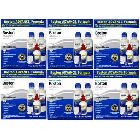 6 Pack - Baush & Lomb Boston Advance Multi-Pack, Step 1&2 Leanses Cleaner (2 X 4 fl oz Plus 1 fl oz Cleaner Bottle)