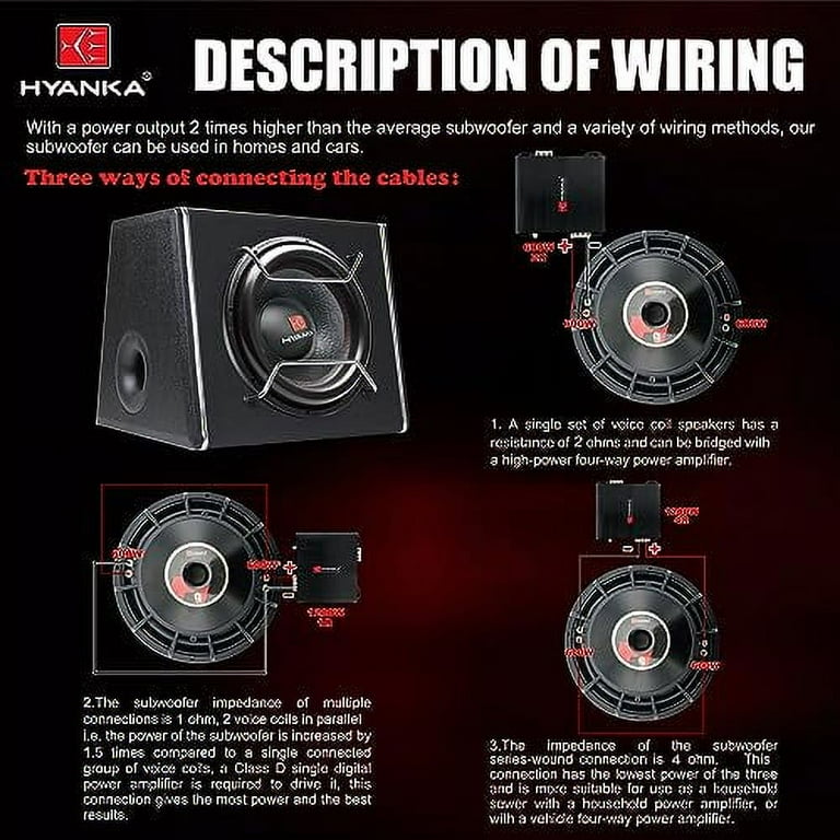 H YANKA 15-inch 2400W Car Audio Subwoofer - High Power, Black