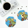 thumbnail image 5 of Balery 6 Pcs Dinosaur Riding A Motorcycleleather Coasters Set, Drink Table Cup Coasters For Living Room Kitchen Coffee Decor, 5 of 9