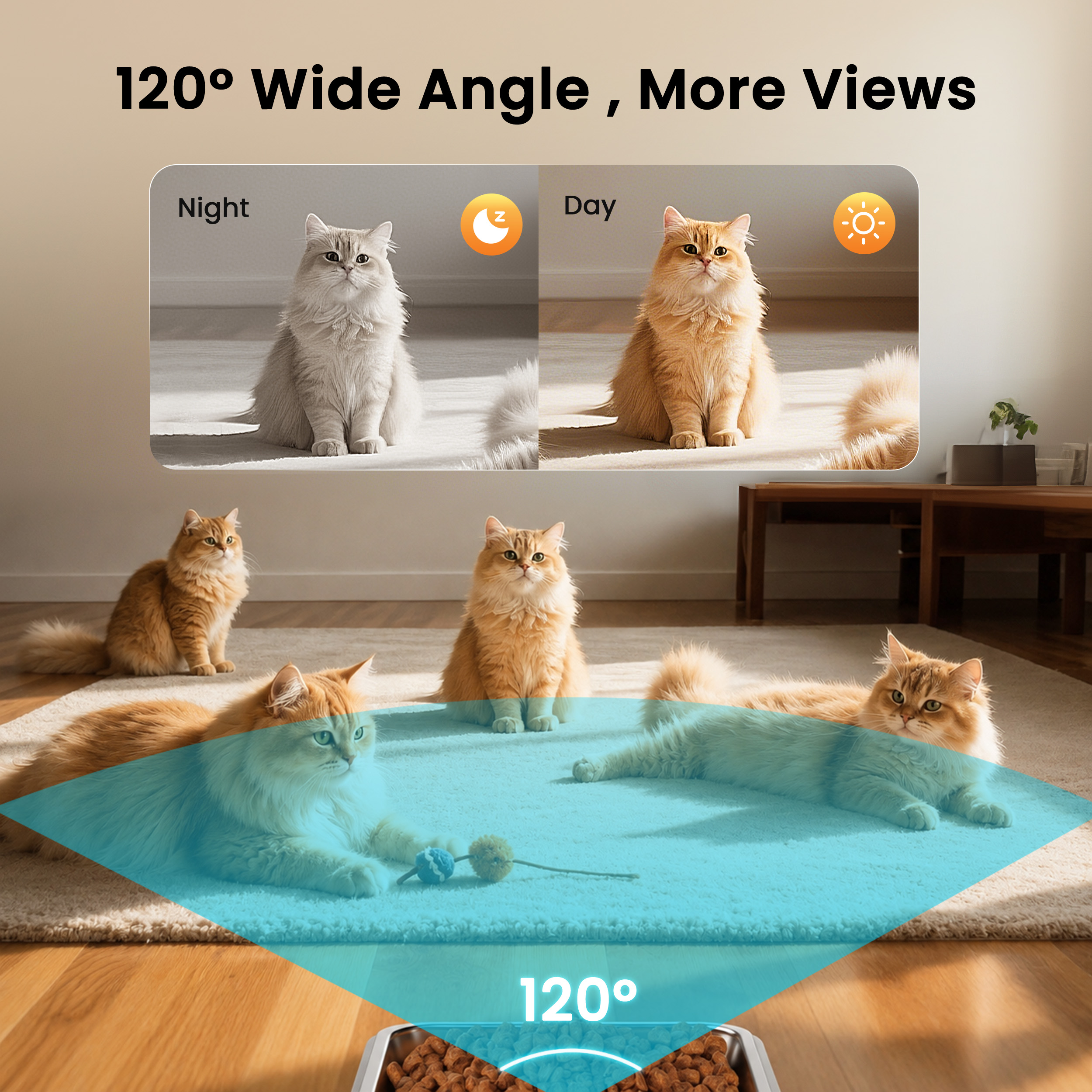 Oneisall Automatic Cat Feeder with Camera, 6L, White photo 7