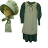 Schoolgirl Colonial Green Girls Costume (Includes Dress, Apron & Hat) DC1228 - Small