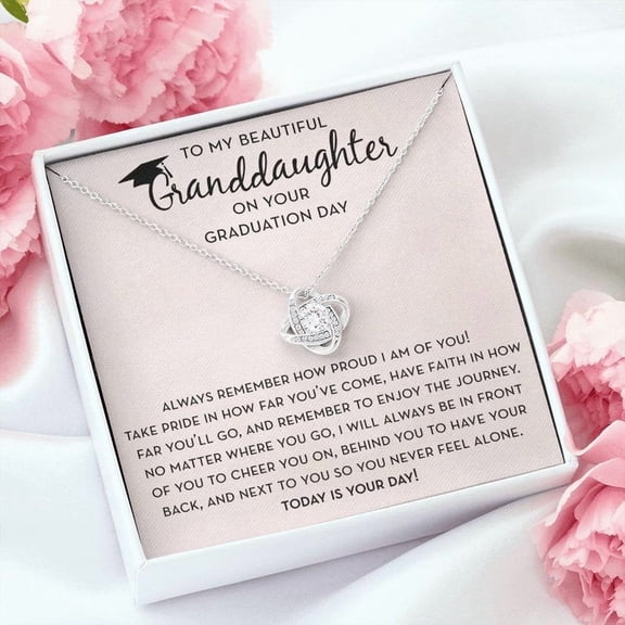 To My Beautiful Granddaughter, Graduation Necklace, Granddaughter Graduation, Granddaughter Jewelry, Class of 2023, Gift From Grandma, White Love Knot Necklace
