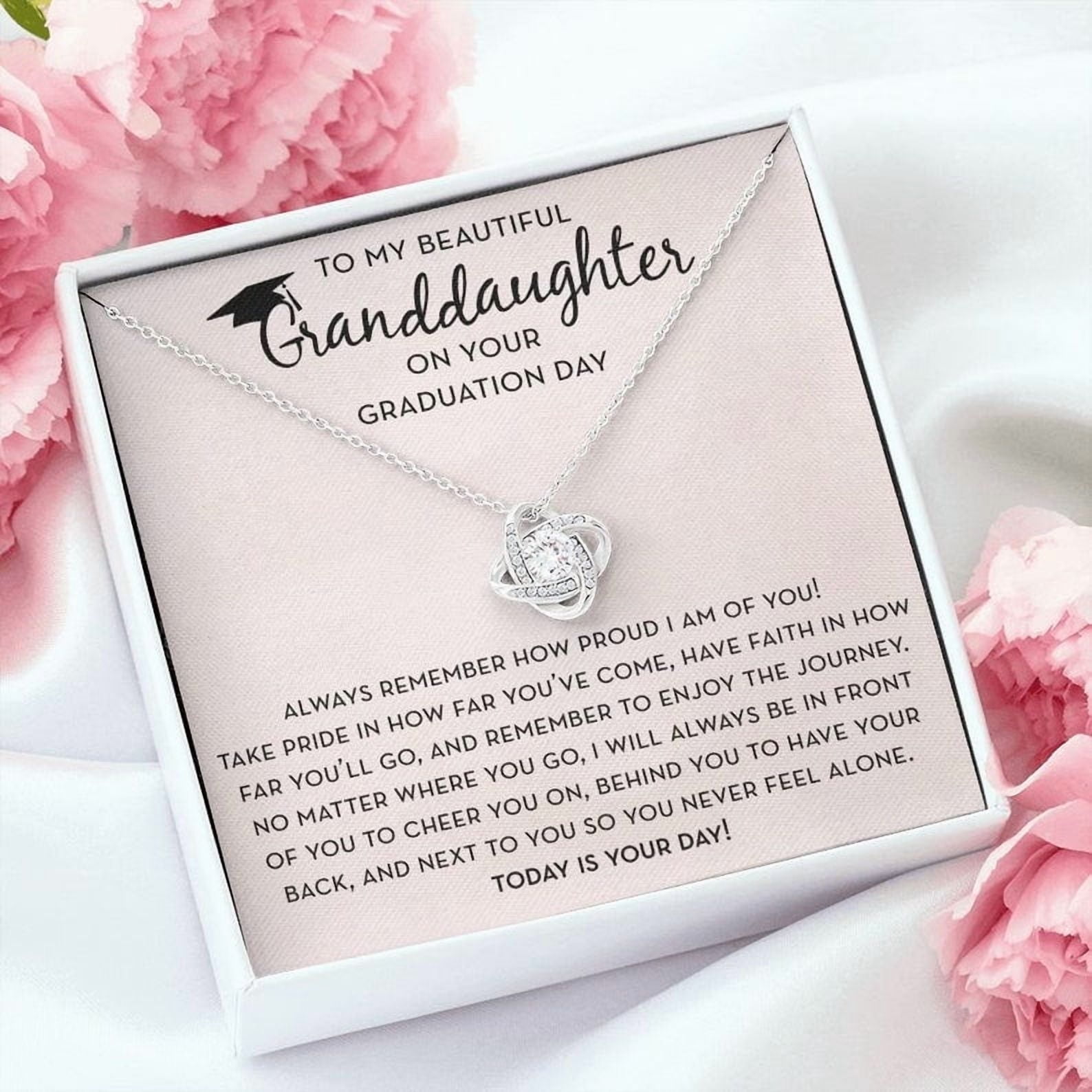 To My Beautiful Granddaughter, Graduation Necklace, Granddaughter Graduation, Granddaughter Jewelry, Class of 2023, Gift From Grandma, White Love Knot Necklace