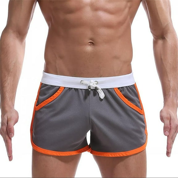 HOOMEUMY Men's Summer Beach Shorts Quick Dry Swim Trunks Bathing Suit with Pockets Sports Gym Running Shorts Drawstring Waist Green Black Gray L