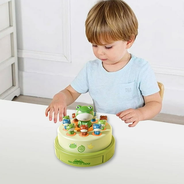 Juego interactivo de catapulta de ranas para niños: desarrolla la coordinación ojo-mano, la música y el interés multijugador. Incluye plataforma giratoria. Juguete educativo y entretenido. Juego inter