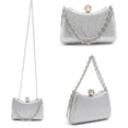 thumbnail image 4 of Women's Rhinestone Sparkle Clutch Shoulder Crossbody Bag with Detachable Chain Strap, Silver, 4 of 12