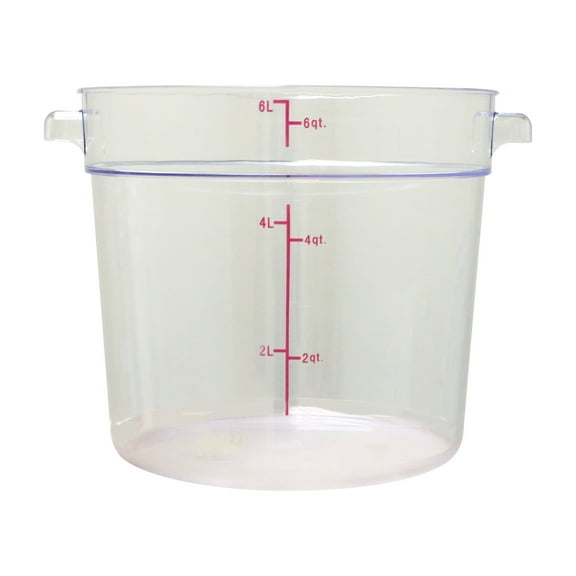 Excellante 6 quart round food storage container, polycarbonate, clear, NSF certified, comes in each