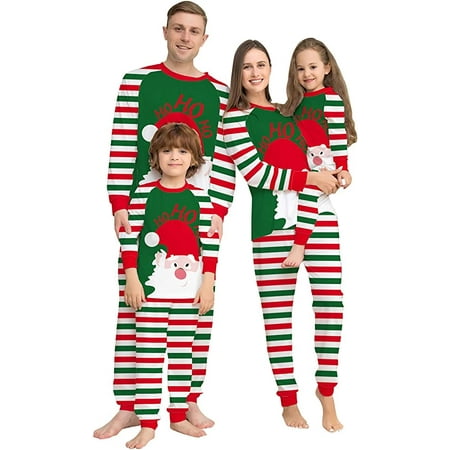 

HESHENG Christmas Family Pajama Set for Adult Kids Cute Santa Family Matching Pajamas Outfits Sleepwear Loungewear