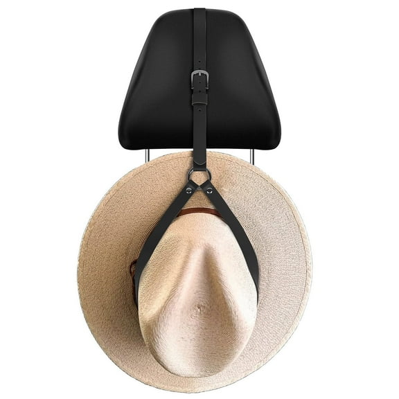 DODAMOUR Vegan Leather Cowboy Hat Holder for Car Headrest,  Cowboy Hat Mount for Truck, Cowboy Hat Rack for Vehicle SUV Car Accessories (Black)