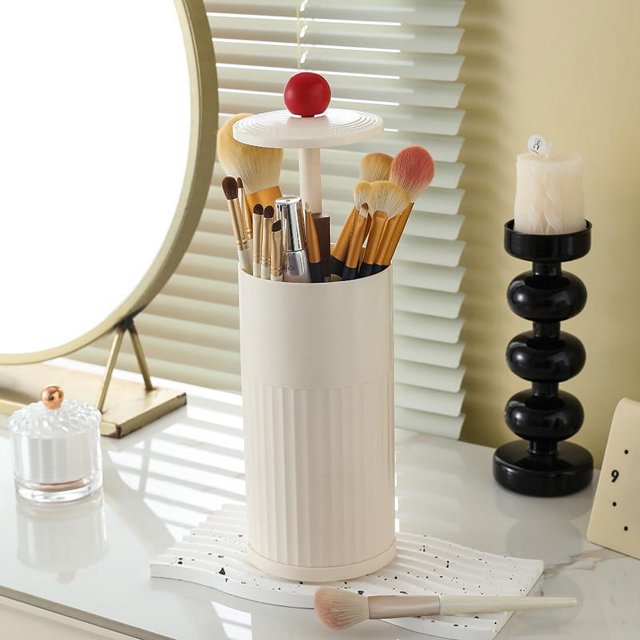 Automatic Lifting Cosmetics Storage Box Dustproof Makeup Brush Holder Cosmetic Tool Organizer Lipstick Eyebrow Pen Holder