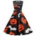 thumbnail image 3 of WTOBBY Women's Hepburn-Style Retro Lace Round Neck Sleeveless Halloween Printed Dress Elegant Vintage Inspired Party Wear,Black L, 3 of 4