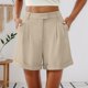 thumbnail image 1 of MKLEKYY Pantalones Cortos de Vestir de Cintura Alta para Mujer con Pliegues, Bolsillos Laterales y Espalda Elástica, Cómodos, Transpirables, Informales, para Viajar, Verano, Primavera y Otoño., 1 of 4
