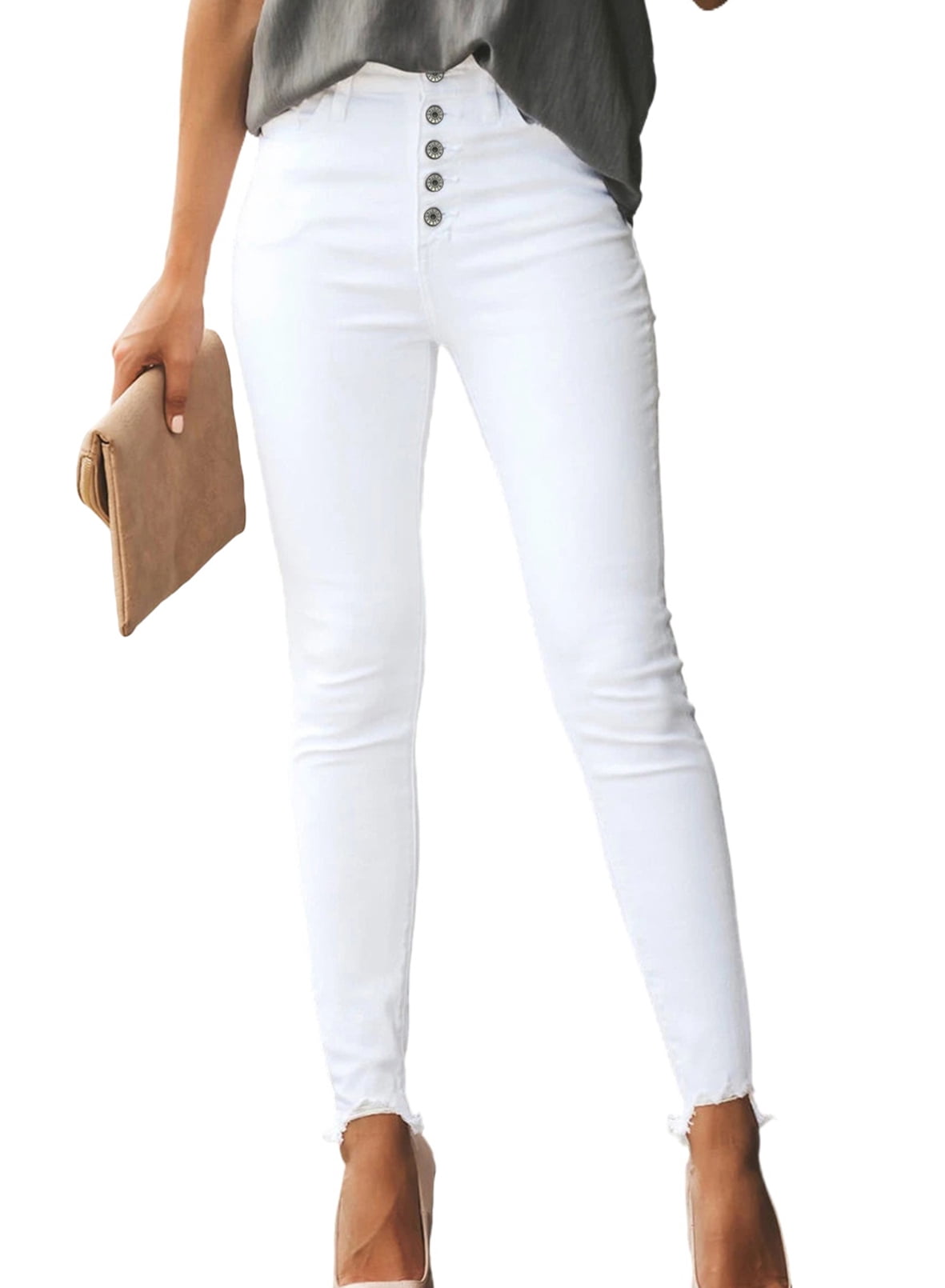 Dokotoo Women's White Fashion High Rise 