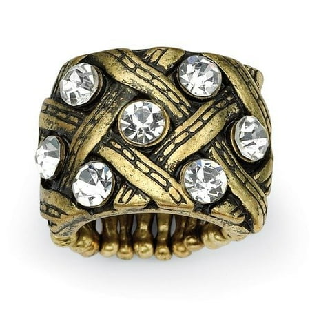 Palm Beach Jewelry White Crystal Basketweave Stretch Ring