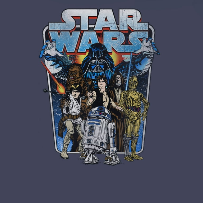 Boy's Star Wars Vintage Hero Character Frame Graphic Tee Navy Blue
