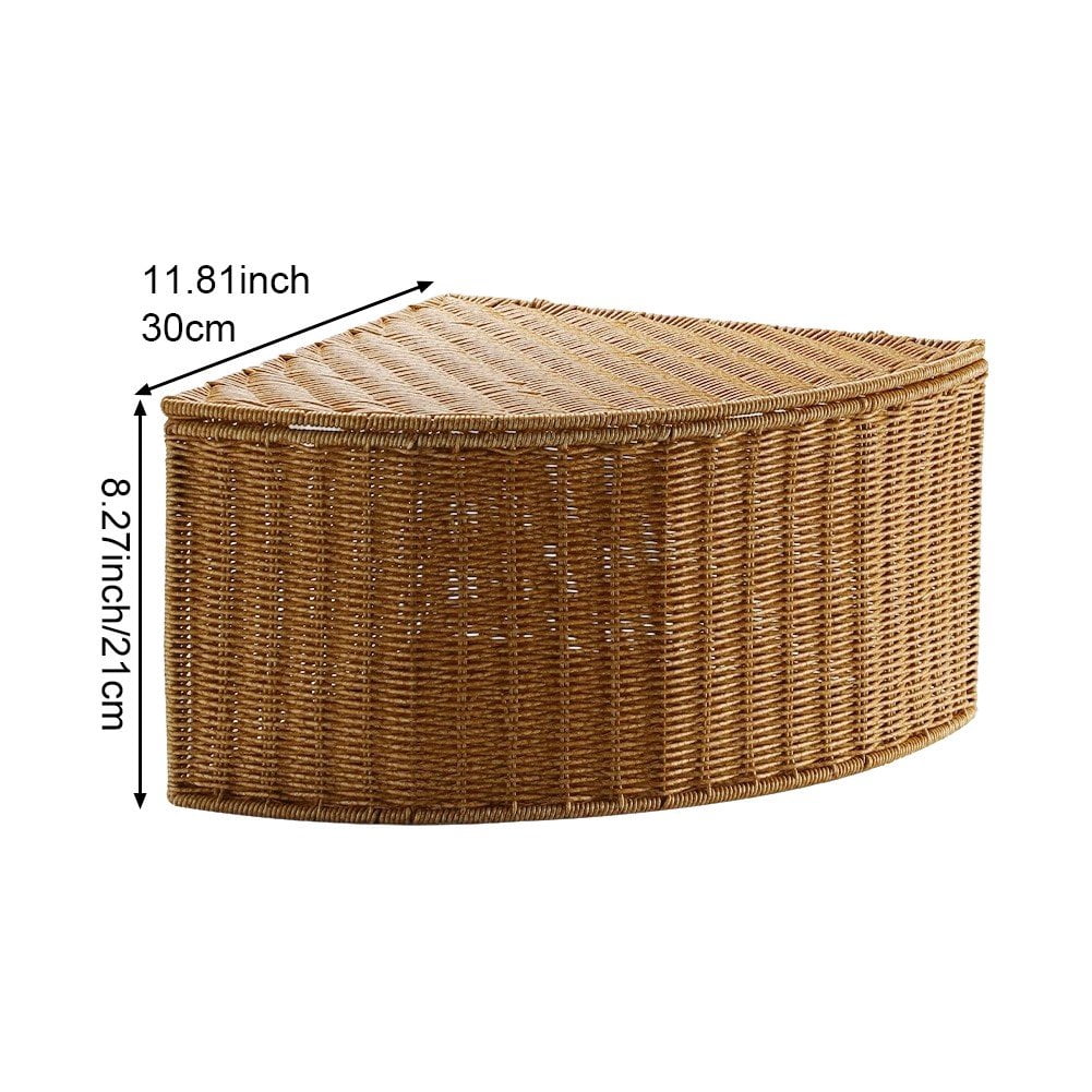 Hzzsbu Woven Rattan Corner Storage Box Triangle Storage Basket Large Capacity Corner Organizer Bin Corner Laundry Hamper for Home