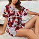 thumbnail image 4 of Balery Buffalo Plaid Love And Gnome Conjunto de Pijama para Mujer con Estampado, Dos Piezas de Manga Corta y Shorts, Ropa de Dormir Suave con Cuello Redondo y Bolsillos-XX-Large, 4 of 6