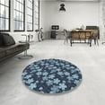 thumbnail image 4 of Ahgly Company Machine Washable Indoor Round Transitional Blue Koi Blue Area Rugs, 6' Round, 4 of 7