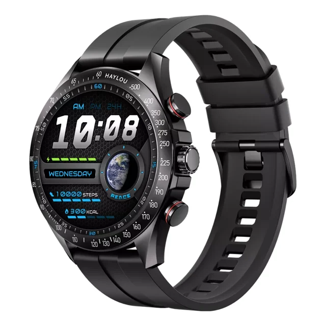 Haylou Solar Pro Smartwatch 1.43'' Amoled Pantalla Deportivo Impermeable 2ATM, BT Llamadas, SOS Función, Caja Negro Correa Negro Bisel Negro, Ls18