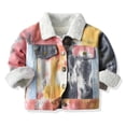 thumbnail image 2 of Zpanxa Girls Jean Jacket Kids Tie Dye Sherpa Lined Distressed Denim Jacket Girls Lapel Button Down Casual Jean Coat, 2 of 3