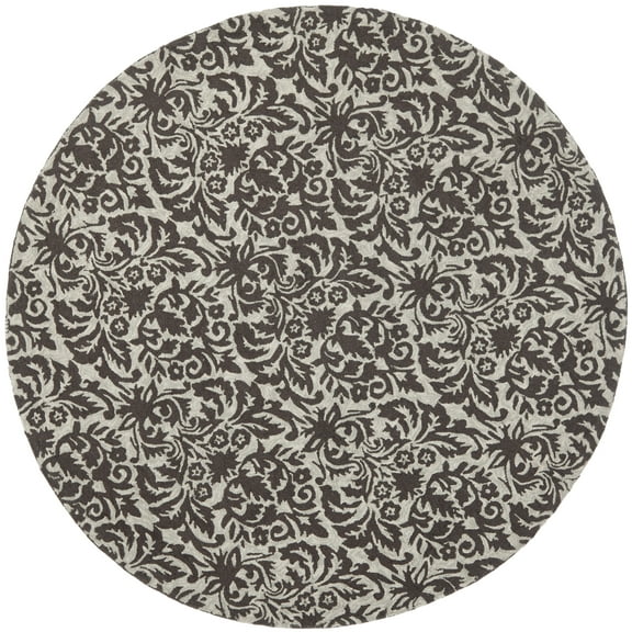 SAFAVIEH Chelsea Asteria Floral Wool Area Rug, Green/Brown, 5'6" x 5'6" Round