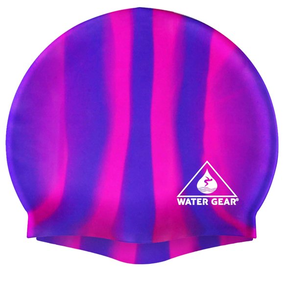 Water Gear Bonnet de Bain en Silicone Jazz - Unisexe Flexible - Idéal pour Cheveux Courts et Longs - Améliorez Votre Performance (Rose/bleu, Taille Unique)