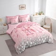 thumbnail image 2 of Erosebridal Dreamy Glitters Print Bedding Comforter Set for Girls, Pink Bling K Letter King Bedding Sets, Pink Reversible 7pcs, 2 of 6