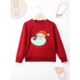 thumbnail image 2 of Sudadera con capucha de manga larga y cuello redondo para niños y niñas, ropa navideña con dibujos animados de Papá Noel, color rojo, para festivales, hogar y Navidad, 2 of 5