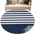 thumbnail image 2 of Navy Blue Round Area Rug 5ft, Nautical Coastal Sea Abstract Art Washable Non-Slip Circle Rugs for Bedroom Living Room Kitchen, Soft Low Pile Carpet for Dining Room Playroom Nursery, 2 of 9
