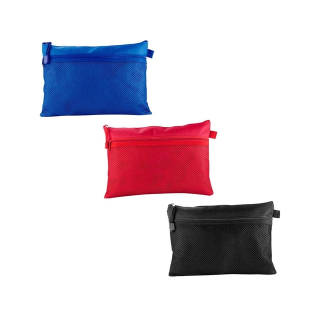 Paquete 70 piezas Estuche porta lápices con bolsillo de malla exterior azul 29 x 20