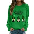 thumbnail image 1 of Bmisegm Mode Décontractée pour Femmes Col Rond avec Manches Imprimé Partiel de Quatre Feuilles Sweat à Capuche Décontracté pour Femmes Vert S, 1 of 4