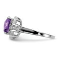 thumbnail image 3 of Sterling Silver Rhodium-plated Diamond & Checker-Cut Amethyst Ring, 3 of 5